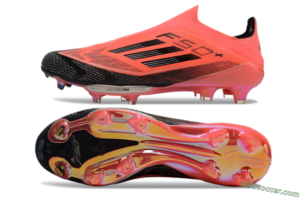 Adidas F50+ Lightstrike Pro Laceless FG Firm Ground Soccer Cleats - Red/Black/Silver 0