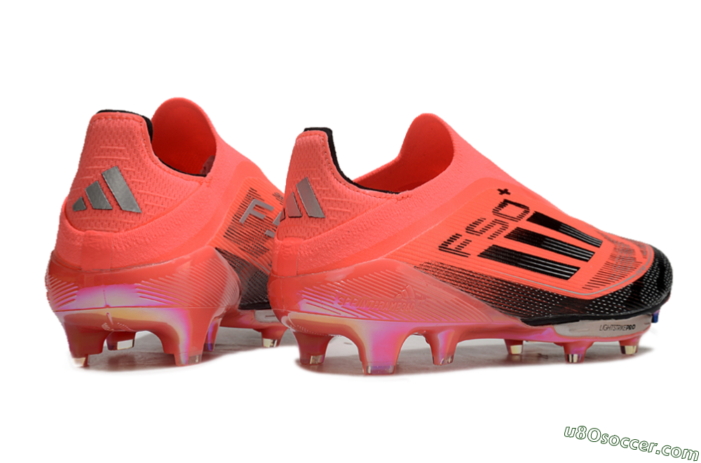 Adidas F50+ Lightstrike Pro Laceless FG Firm Ground Soccer Cleats - Red/Black/Silver 6