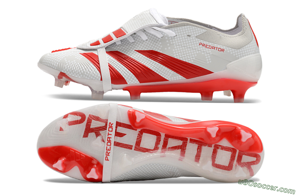Adidas Predator Elite Foldover Tongue FG Firm Ground Soccer Cleats - Beige/Red/White 0