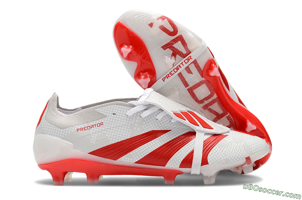 Adidas Predator Elite Foldover Tongue FG Firm Ground Soccer Cleats - Beige/Red/White 1