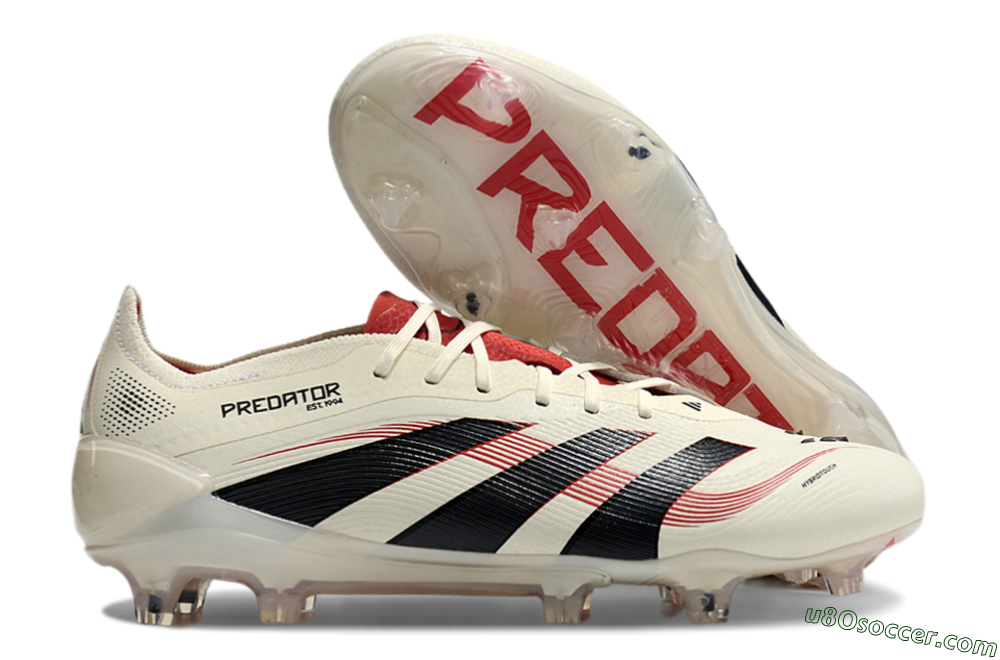 Adidas Predator Elite 2025 Goal Hunter FG Firm Ground Soccer Cleats - Beige/Black/Red 1
