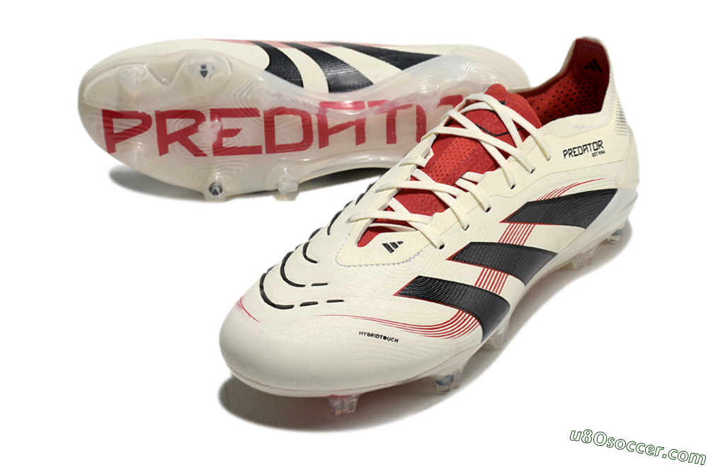 Adidas Predator Elite 2025 Goal Hunter FG Firm Ground Soccer Cleats - Beige/Black/Red 3