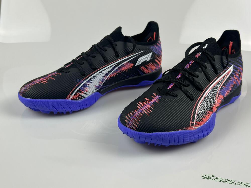 Puma Ultra Ultimate TF Artificial Turf Soccer Shoes - Black/White/Purple/Pink