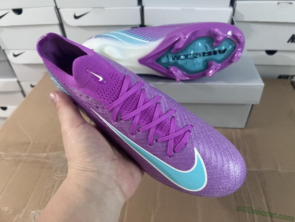 Nike Air Zoom Mercurial Vapor 16 Elite FG Firm Ground Soccer Cleats - Purple/Mint
