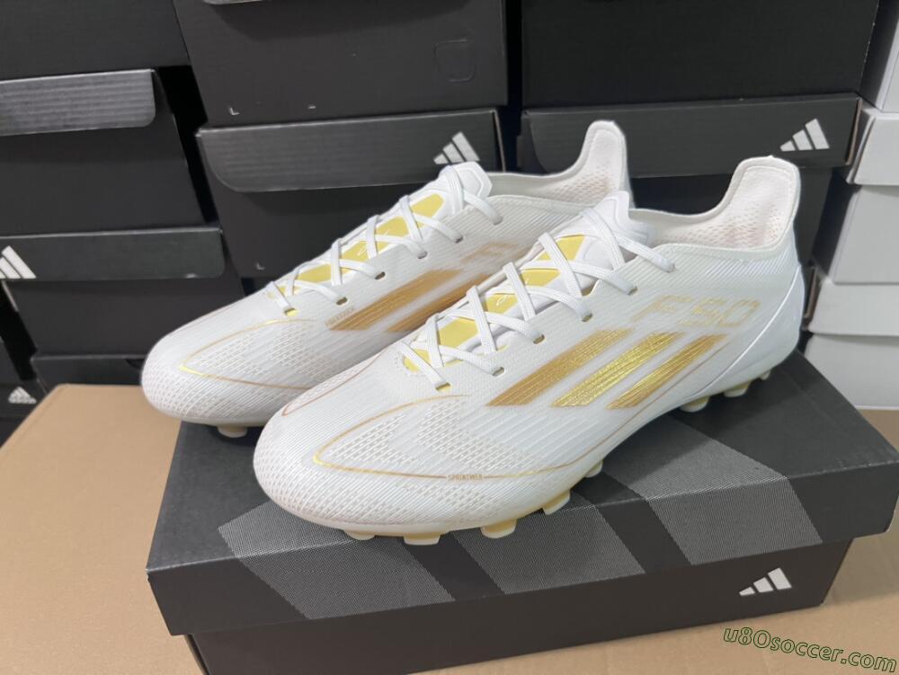 Adidas F50 Elite MG Multi Ground Soccer Cleats - White/Gold