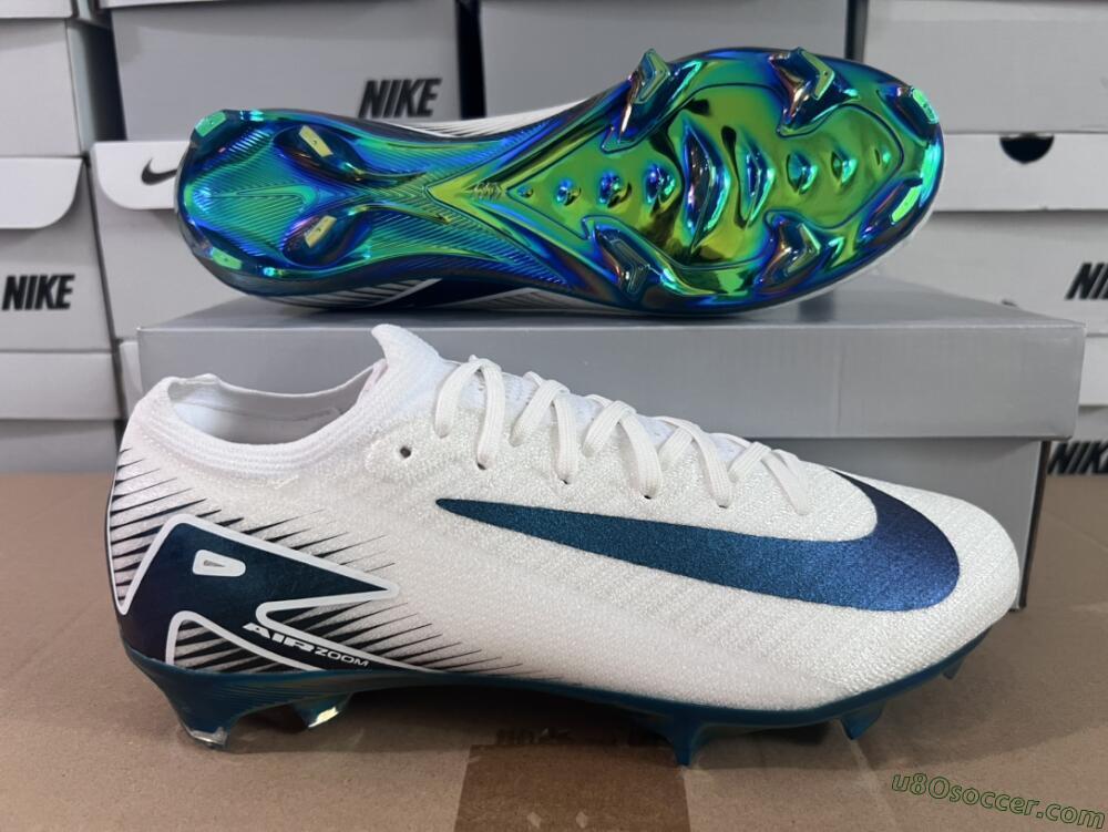 Nike Air Zoom Mercurial Vapor 16 Elite FG Firm Ground Soccer Cleats - White/Blue/Gold