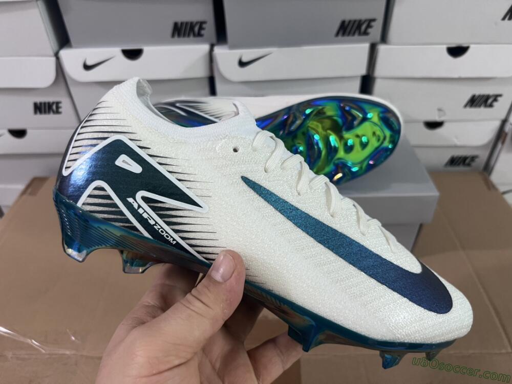 Nike Air Zoom Mercurial Vapor 16 Elite FG Firm Ground Soccer Cleats - White/Blue/Gold