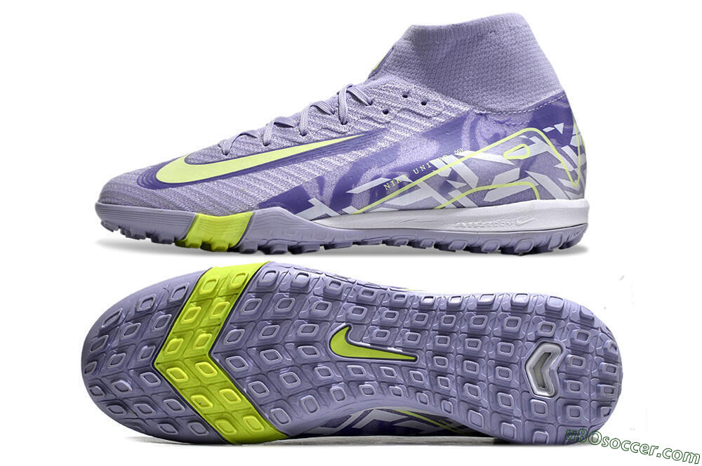 Nike Air Zoom Mercurial Superfly 10 Elite TF Artificial Turf Soccer Shoes - Purple/Yellow/White 0