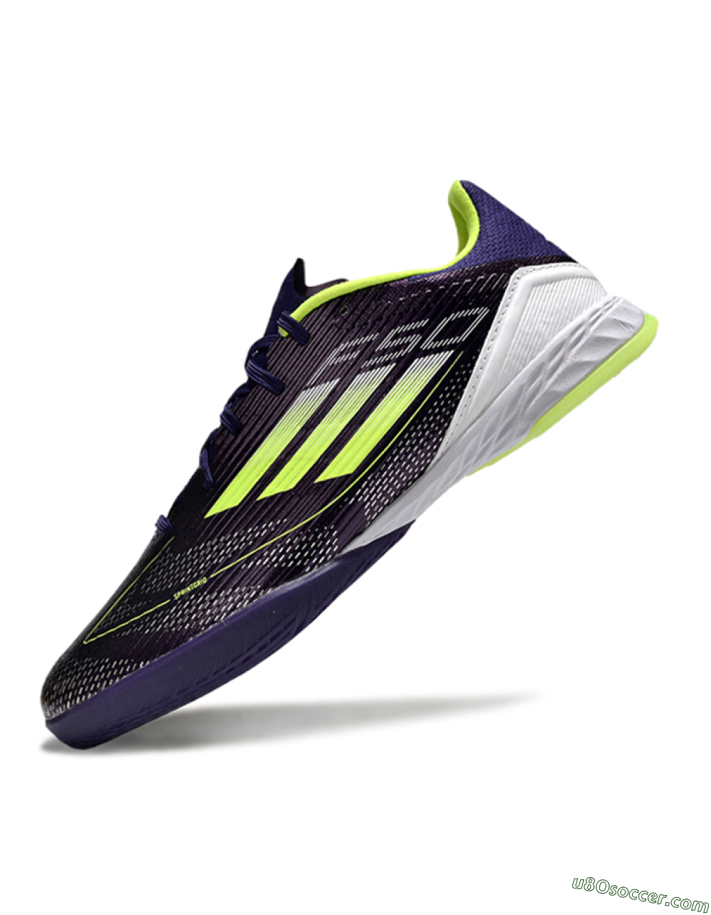 Adidas F50 Elite IC Indoor & Futsal Soccer Shoes - Purple/Yellow/White 5