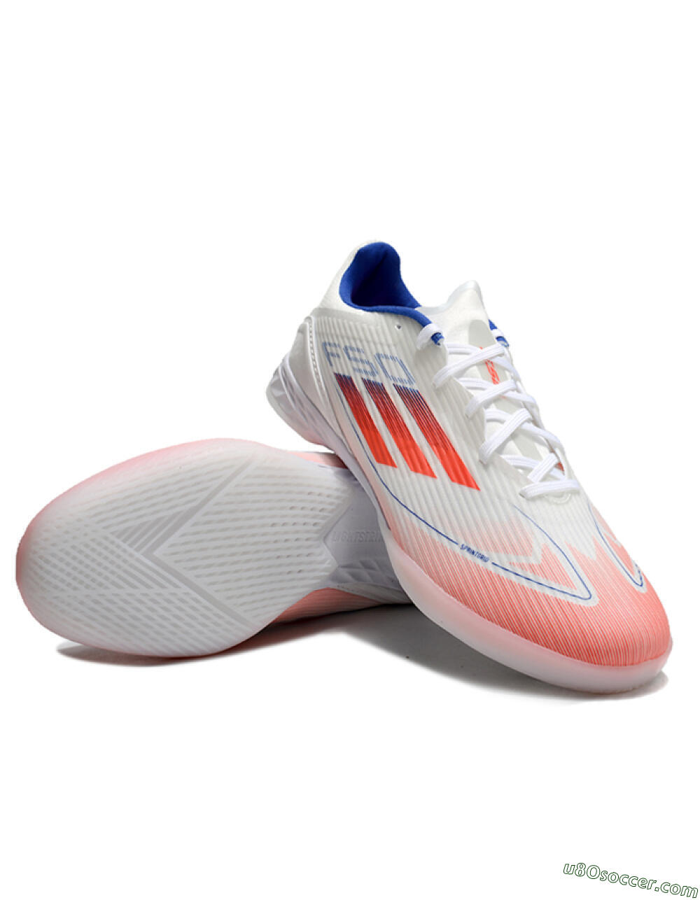 Adidas F50 Elite IC Indoor & Futsal Soccer Shoes - White/Red/Blue 3
