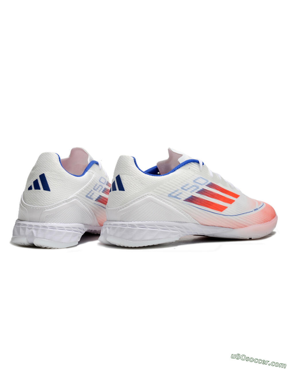 Adidas F50 Elite IC Indoor & Futsal Soccer Shoes - White/Red/Blue 6