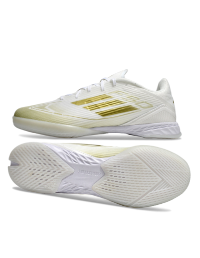 Adidas F50 Elite IC Indoor & Futsal Soccer Shoes - White/Gold