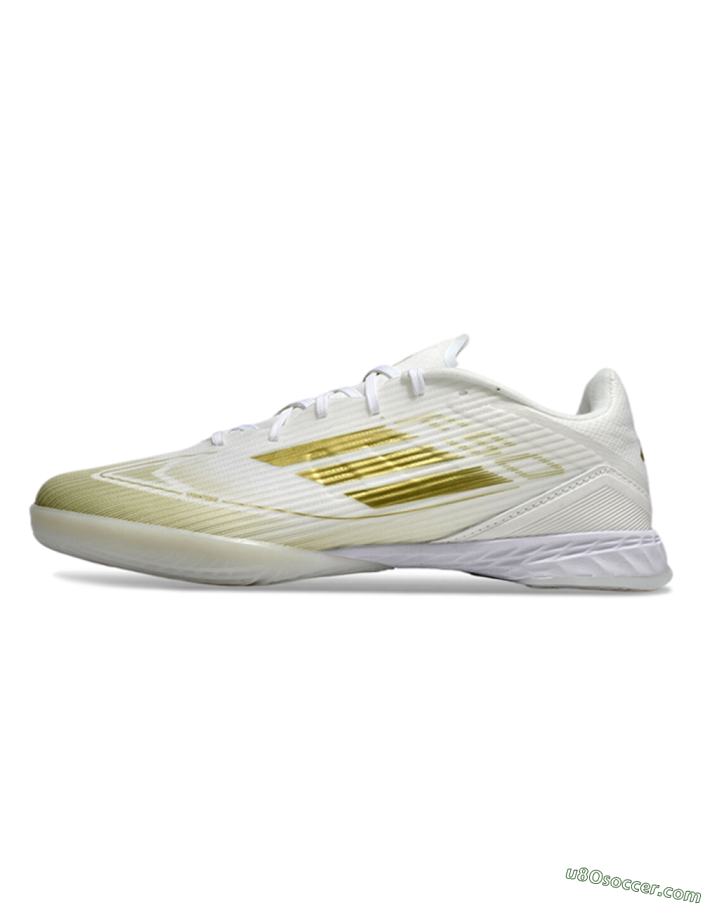Adidas F50 Elite IC Indoor & Futsal Soccer Shoes - White/Gold 2