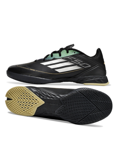 Adidas F50 Elite IC Indoor & Futsal Soccer Shoes - Black/White/Gold