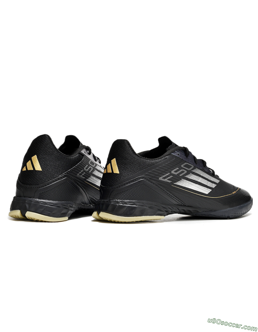Adidas F50 Elite IC Indoor & Futsal Soccer Shoes - Black/White/Gold 6