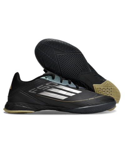 Adidas F50 Elite IC Indoor & Futsal Soccer Shoes - Black/White/Gold
