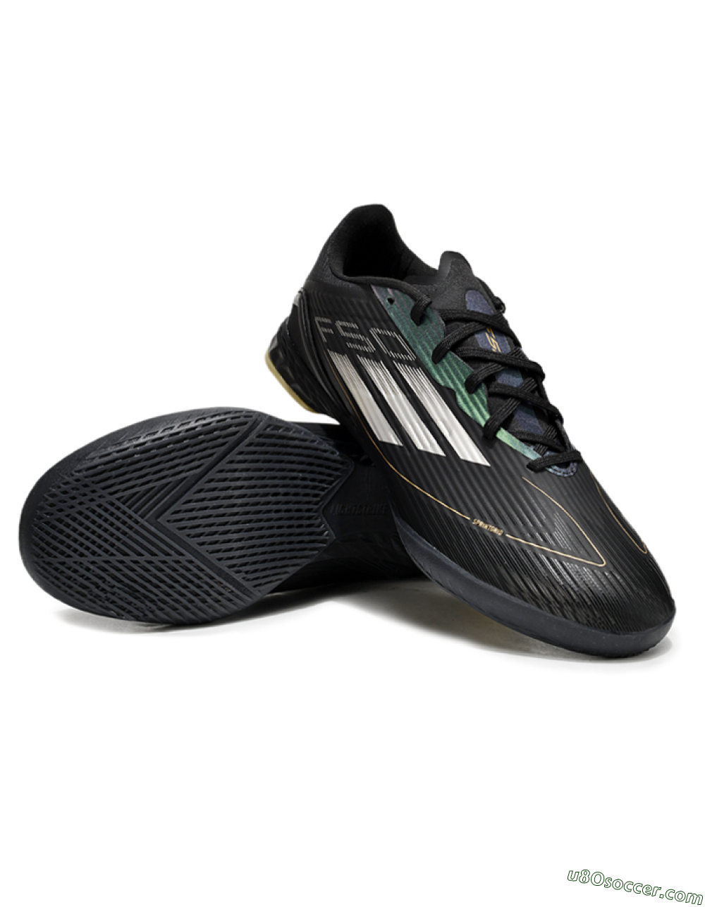 Adidas F50 Elite IC Indoor & Futsal Soccer Shoes - Black/White/Gold 3
