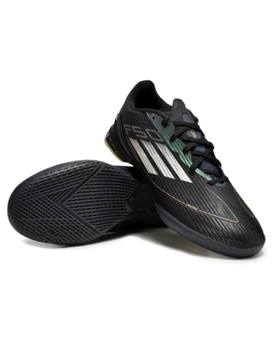 Adidas F50 Elite IC Indoor & Futsal Soccer Shoes - Black/White/Gold