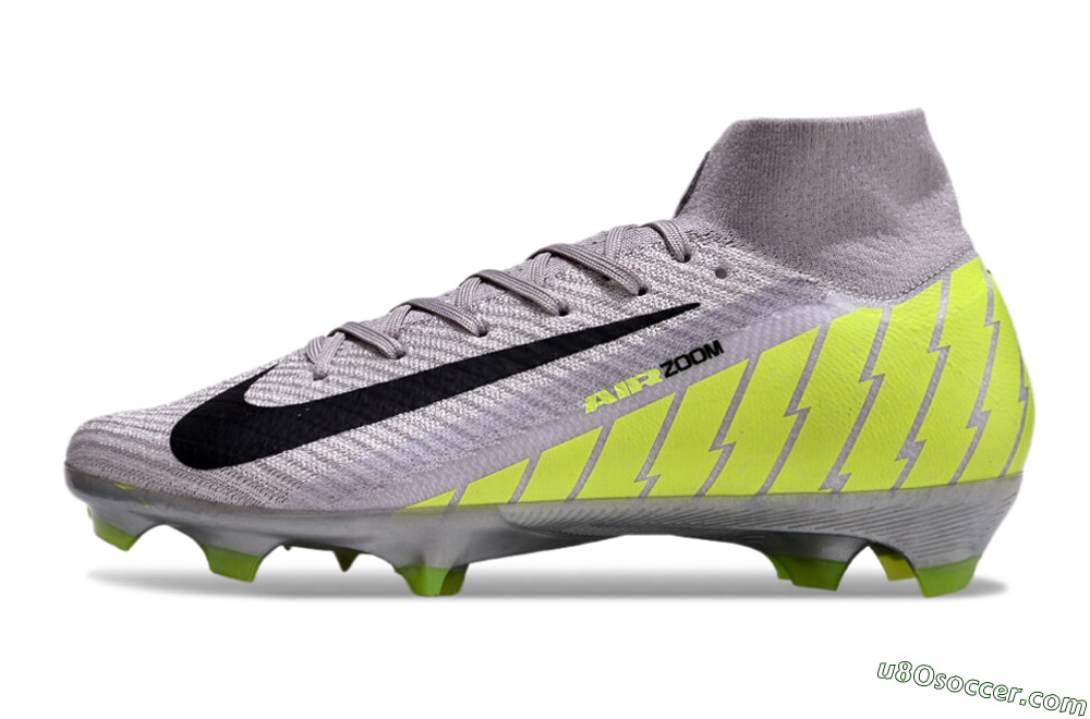 Nike Air Zoom Mercurial Superfly 10 Elite FG Firm Ground Soccer Cleats - Grey/Black/Yellow 2