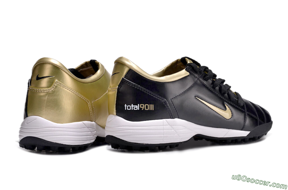 Nike Total 90 II TF Artificial Turf Soccer Shoes - Black/Gold/White 6