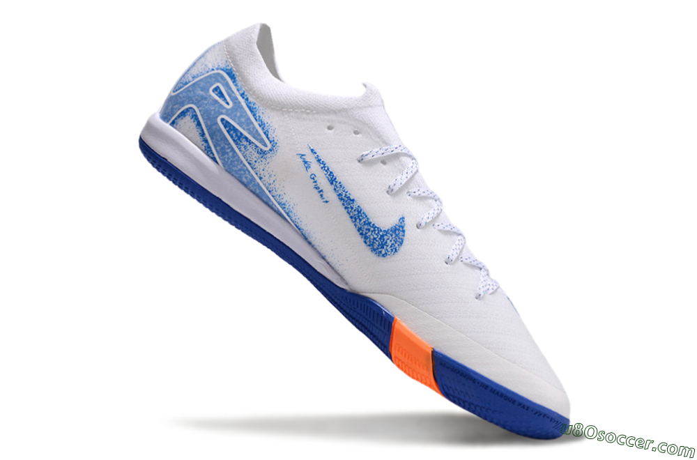 Nike Air Zoom Mercurial Vapor 16 Elite IC Indoor & Futsal Soccer Shoes - White/Blue/Orange 5