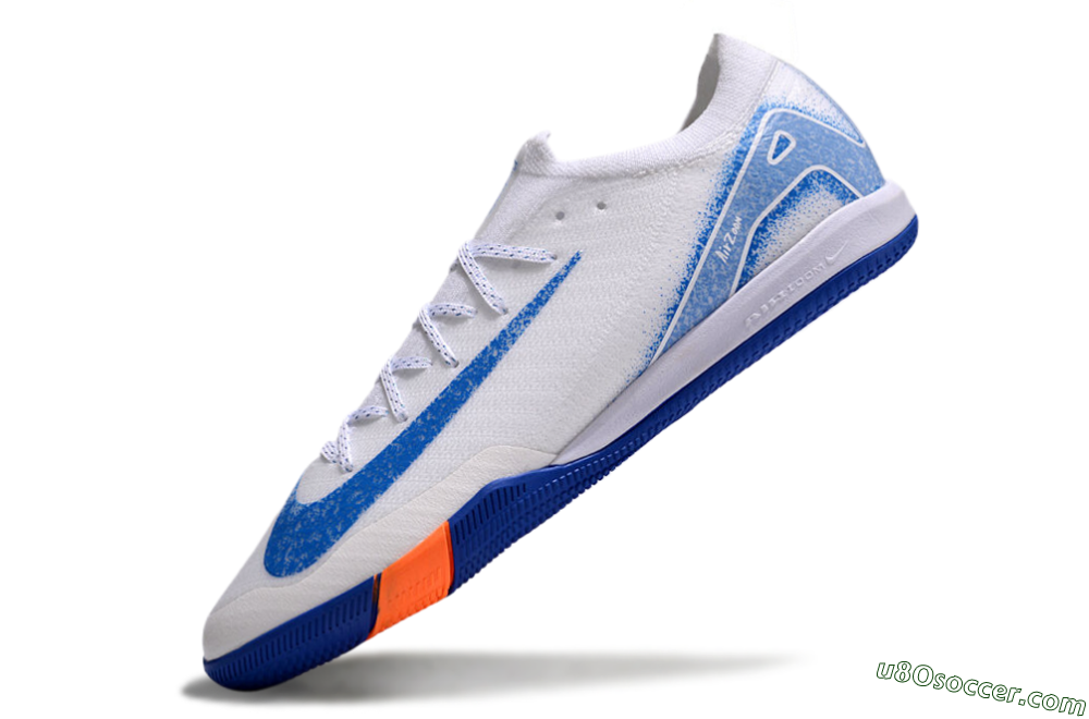 Nike Air Zoom Mercurial Vapor 16 Elite IC Indoor & Futsal Soccer Shoes - White/Blue/Orange 6