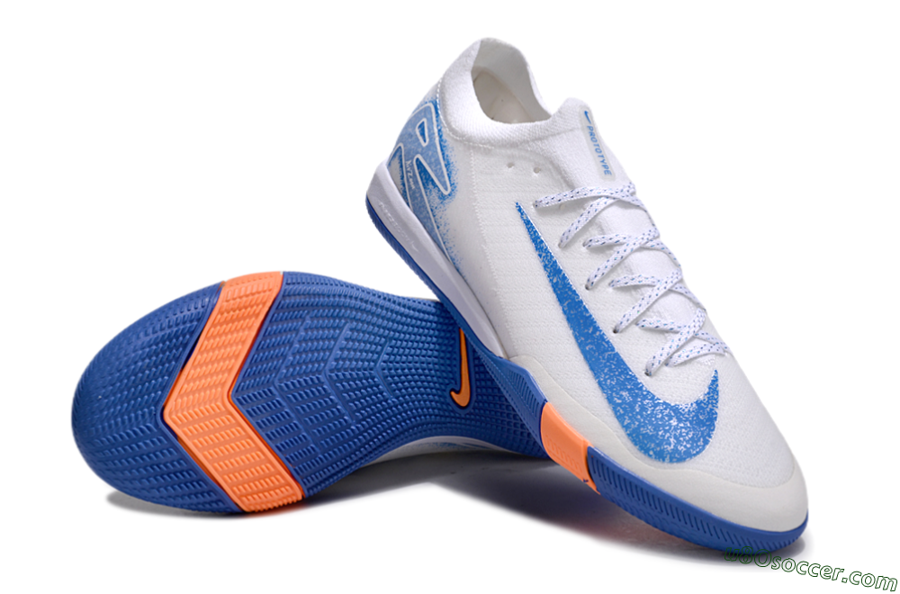 Nike Air Zoom Mercurial Vapor 16 Elite IC Indoor & Futsal Soccer Shoes - White/Blue/Orange 4