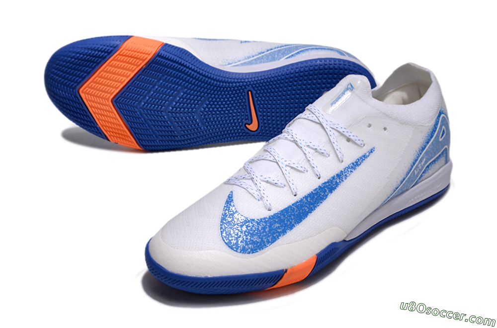 Nike Air Zoom Mercurial Vapor 16 Elite IC Indoor & Futsal Soccer Shoes - White/Blue/Orange 3