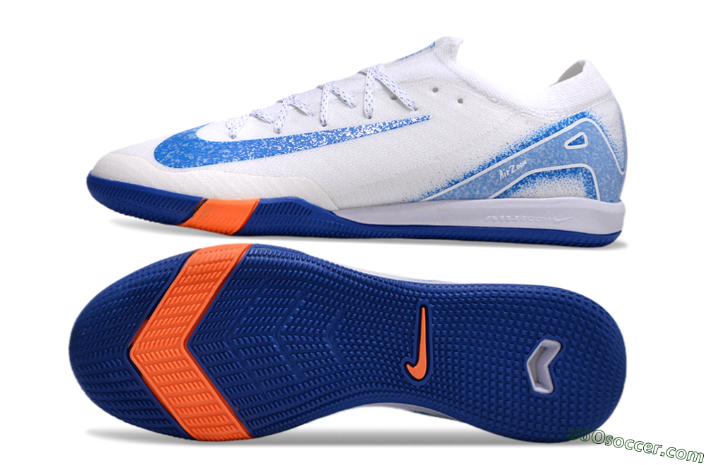 Nike Air Zoom Mercurial Vapor 16 Elite IC Indoor & Futsal Soccer Shoes - White/Blue/Orange 0