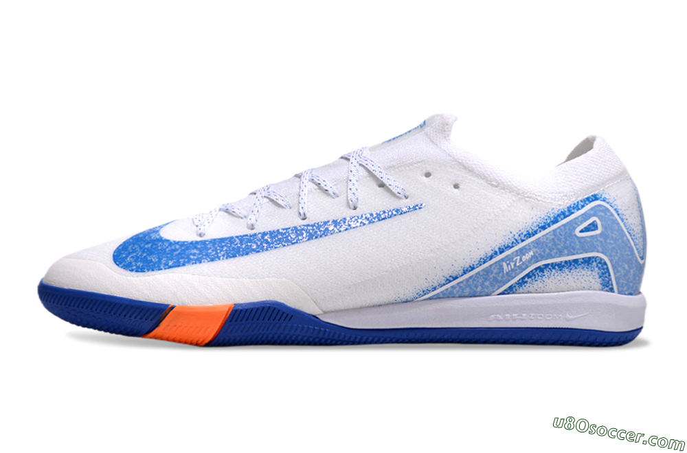 Nike Air Zoom Mercurial Vapor 16 Elite IC Indoor & Futsal Soccer Shoes - White/Blue/Orange 2