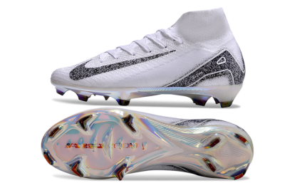 Nike Air Zoom Mercurial Superfly 10 Elite FG Firm Ground Soccer Cleats - White/Black/Grey