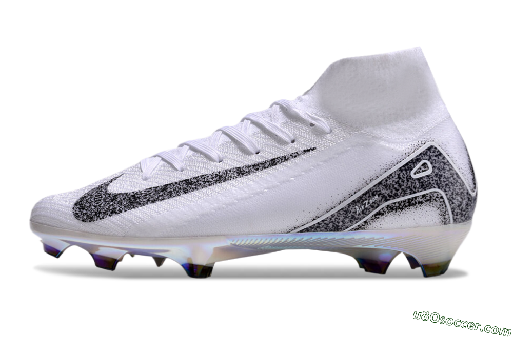 Nike Air Zoom Mercurial Superfly 10 Elite FG Firm Ground Soccer Cleats - White/Black/Grey 2
