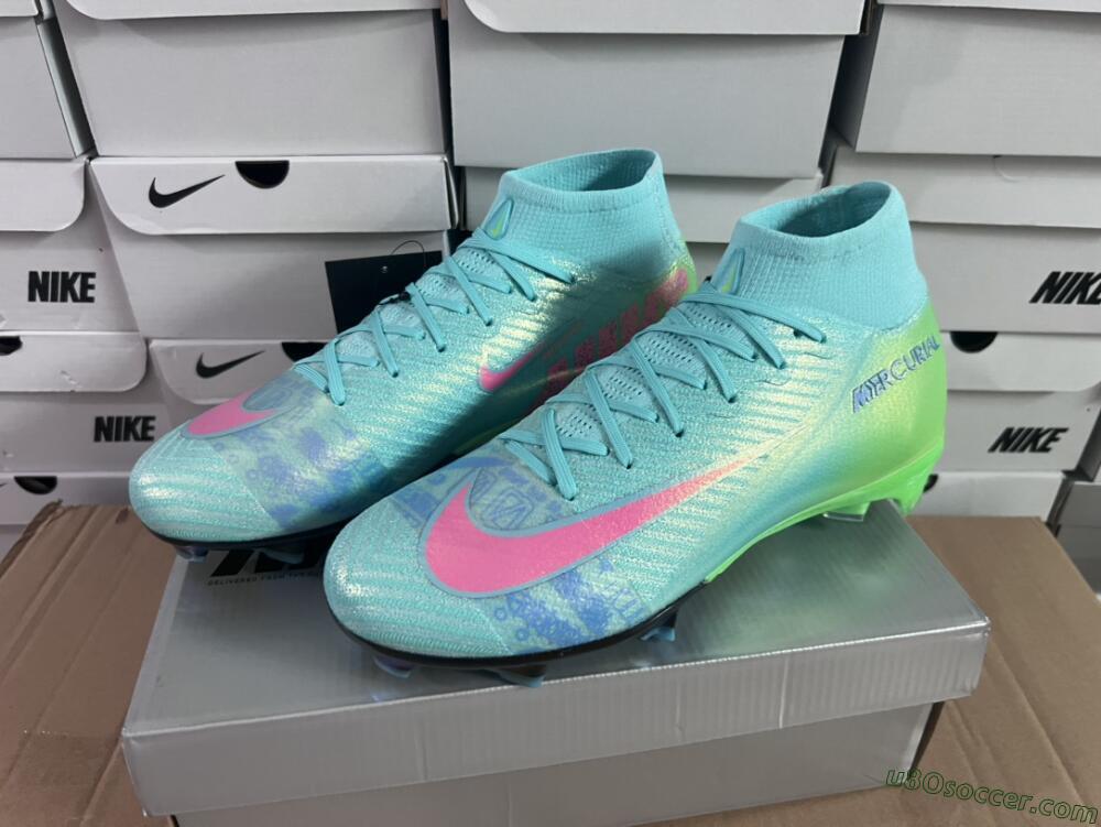 Nike Air Zoom Mercurial Superfly 10 Elite FG Firm Ground Soccer Cleats - Jade/Pink/Yellow