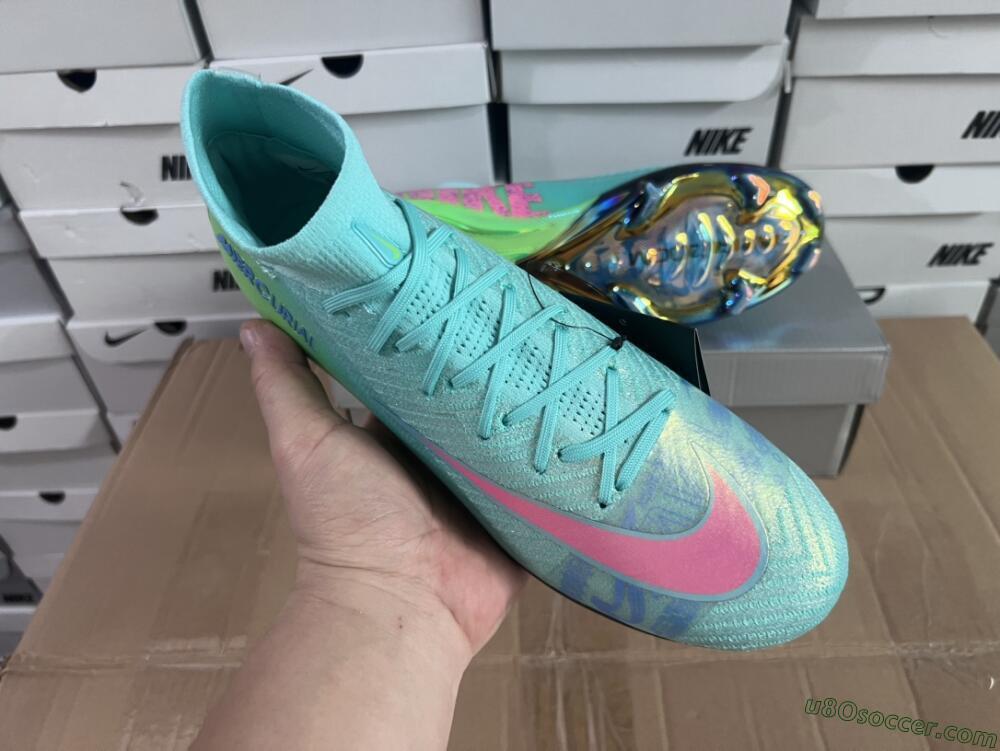 Nike Air Zoom Mercurial Superfly 10 Elite FG Firm Ground Soccer Cleats - Jade/Pink/Yellow