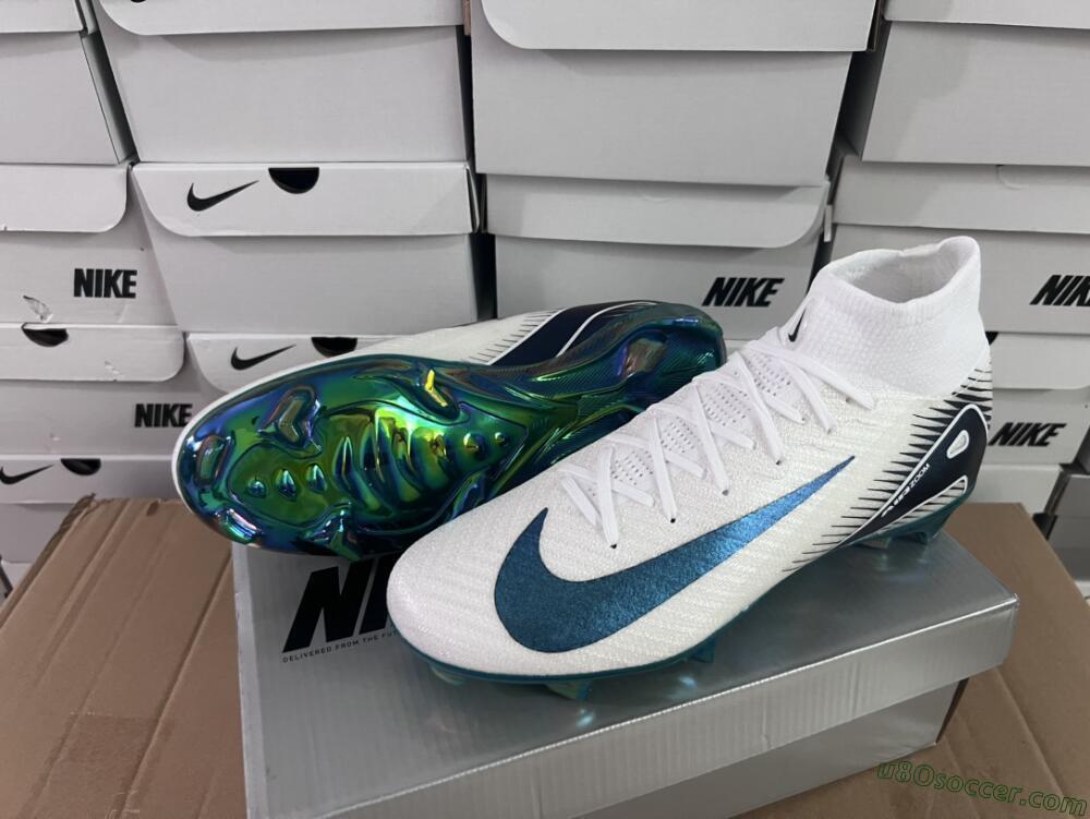 Nike Air Zoom Mercurial Superfly 10 Elite FG Firm Ground Soccer Cleats - White/Blue/Gold