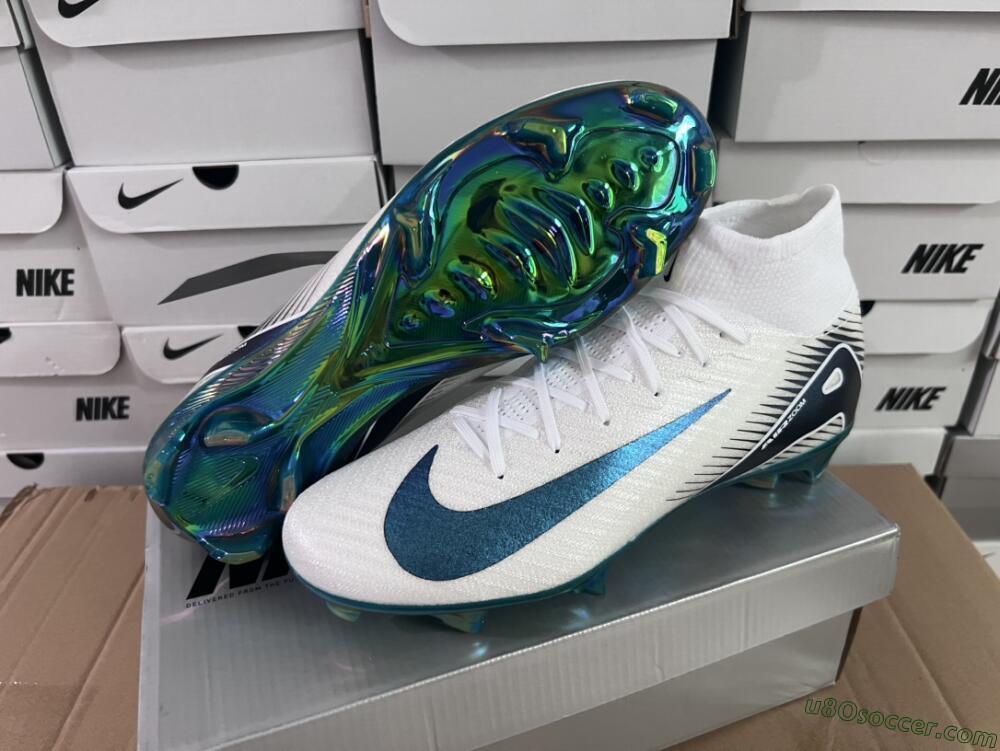 Nike Air Zoom Mercurial Superfly 10 Elite FG Firm Ground Soccer Cleats - White/Blue/Gold