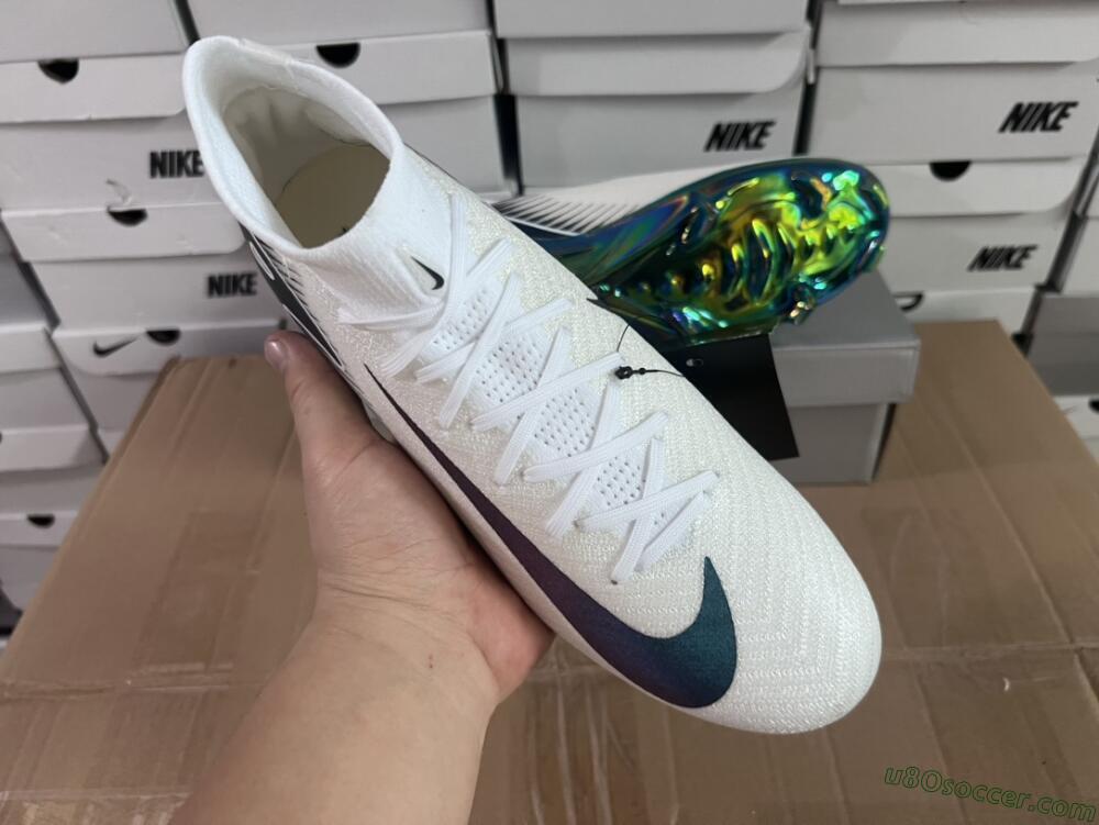 Nike Air Zoom Mercurial Superfly 10 Elite FG Firm Ground Soccer Cleats - White/Blue/Gold