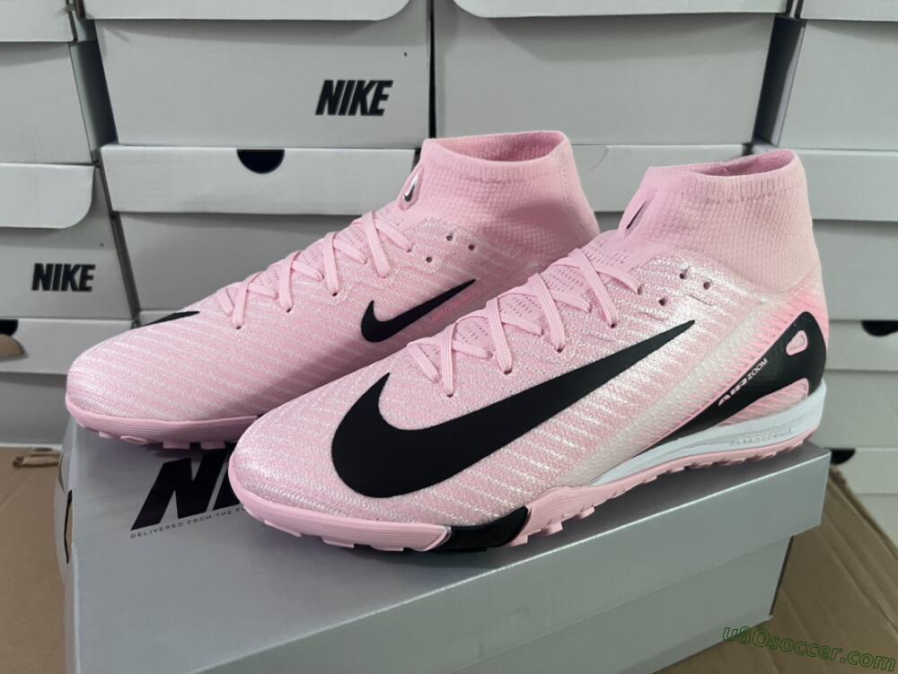 Nike Air Zoom Mercurial Superfly 10 Elite TF Artificial Turf Soccer Shoes - Pink/White/Black