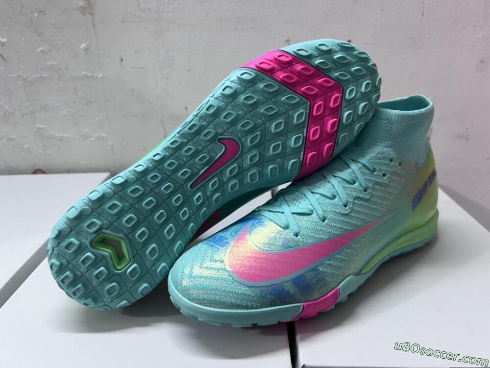 Nike Air Zoom Mercurial Superfly 10 Elite TF Artificial Turf Soccer Shoes - Jade/Pink/Blue