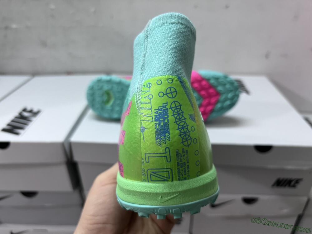 Nike Air Zoom Mercurial Superfly 10 Elite TF Artificial Turf Soccer Shoes - Jade/Pink/Blue