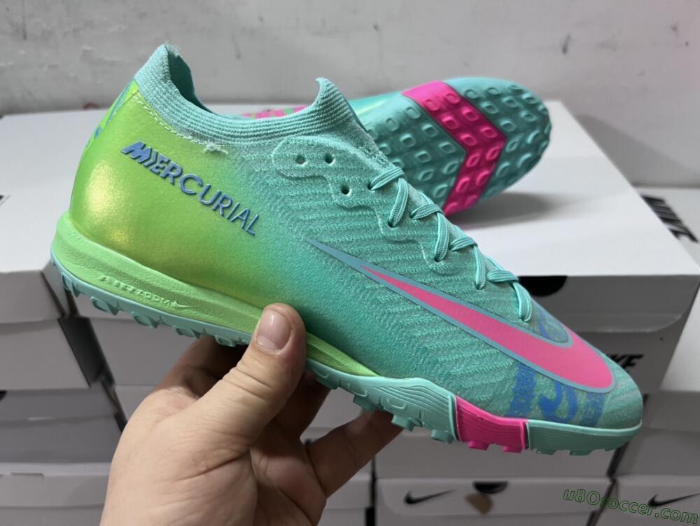 Nike Air Zoom Mercurial Vapor 16 Elite TF Artificial Turf Soccer Shoes - Jade/Pink/Blue