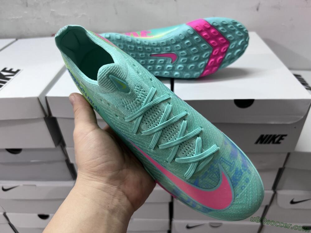 Nike Air Zoom Mercurial Vapor 16 Elite TF Artificial Turf Soccer Shoes - Jade/Pink/Blue