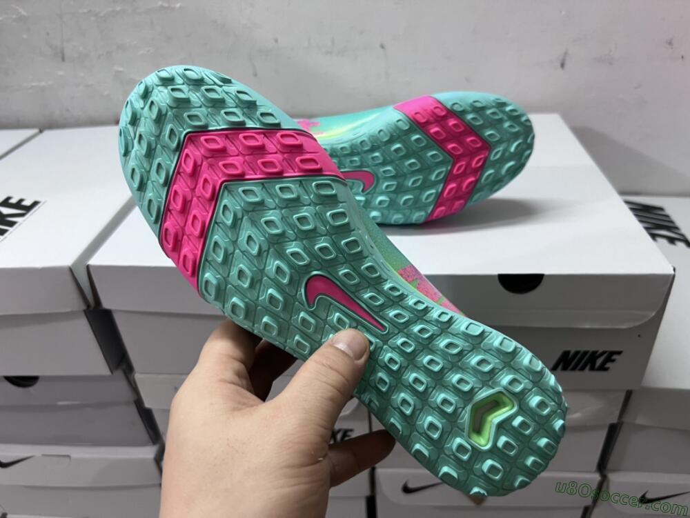 Nike Air Zoom Mercurial Vapor 16 Elite TF Artificial Turf Soccer Shoes - Jade/Pink/Blue
