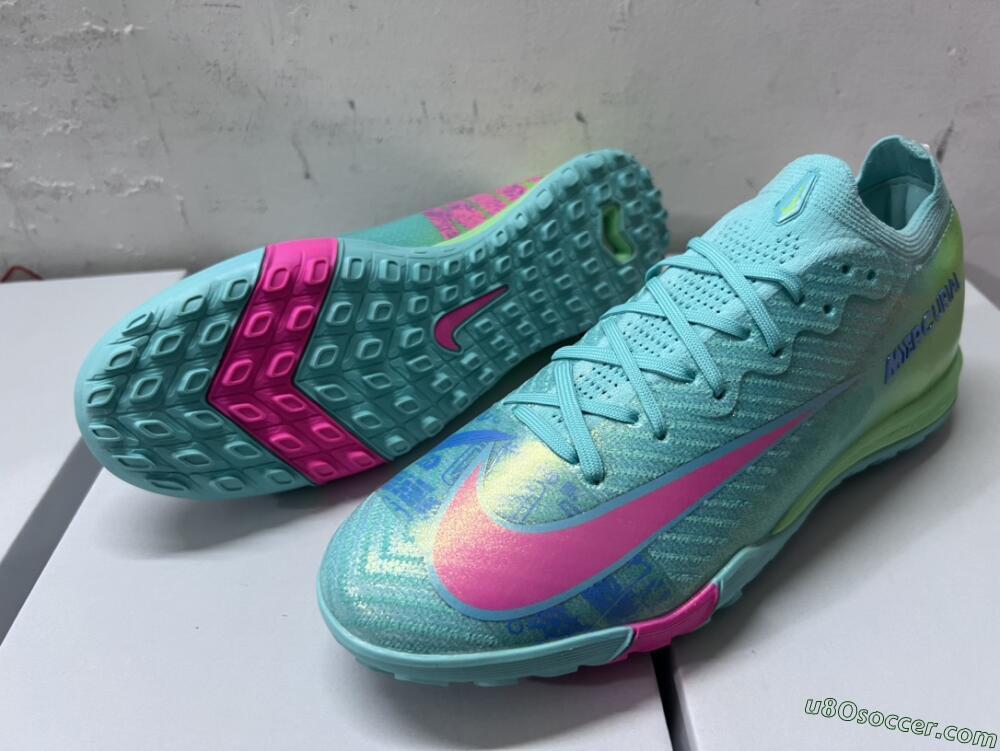 Nike Air Zoom Mercurial Vapor 16 Elite TF Artificial Turf Soccer Shoes - Jade/Pink/Blue