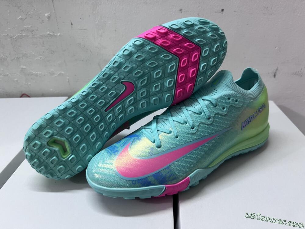 Nike Air Zoom Mercurial Vapor 16 Elite TF Artificial Turf Soccer Shoes - Jade/Pink/Blue