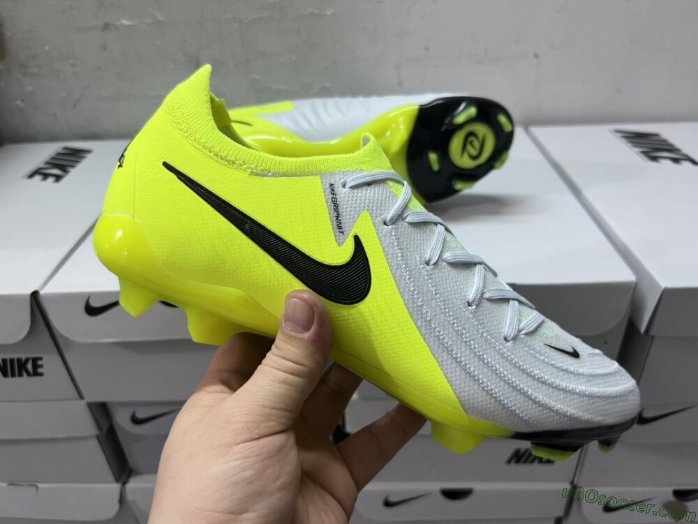 Nike Phantom Luna Elite FG Firm Ground Soccer Cleats - Grey/Yellow/Black