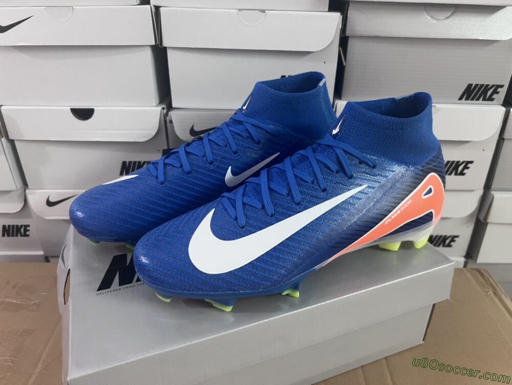 Nike Air Zoom Mercurial Superfly 10 Elite FG Firm Ground Soccer Cleats - Blue/White/Orange
