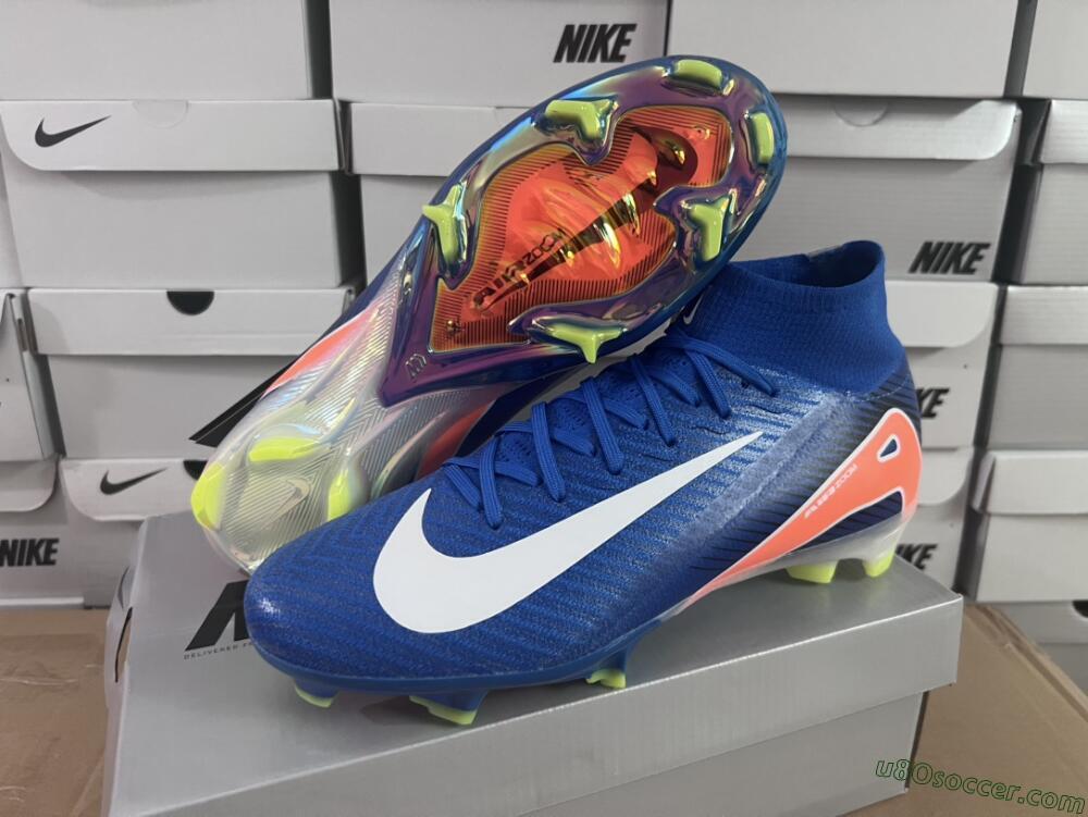 Nike Air Zoom Mercurial Superfly 10 Elite FG Firm Ground Soccer Cleats - Blue/White/Orange