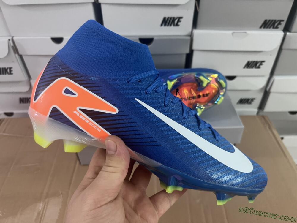 Nike Air Zoom Mercurial Superfly 10 Elite FG Firm Ground Soccer Cleats - Blue/White/Orange
