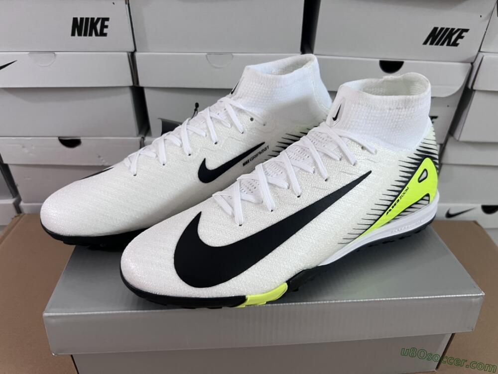 Nike Air Zoom Mercurial Superfly 10 Elite TF Artificial Turf Soccer Shoes - White/Black/Yellow